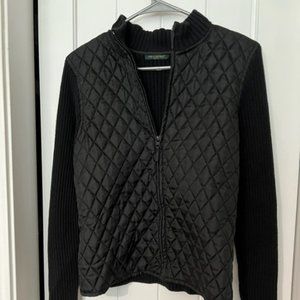 🍉Gently used - For Cynthia black quilted front zip-up sweater in Small (petite)